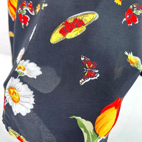 Vintage Flower & Butterfly Print A-Line Mini Skirt XS - Picture 7 of 9